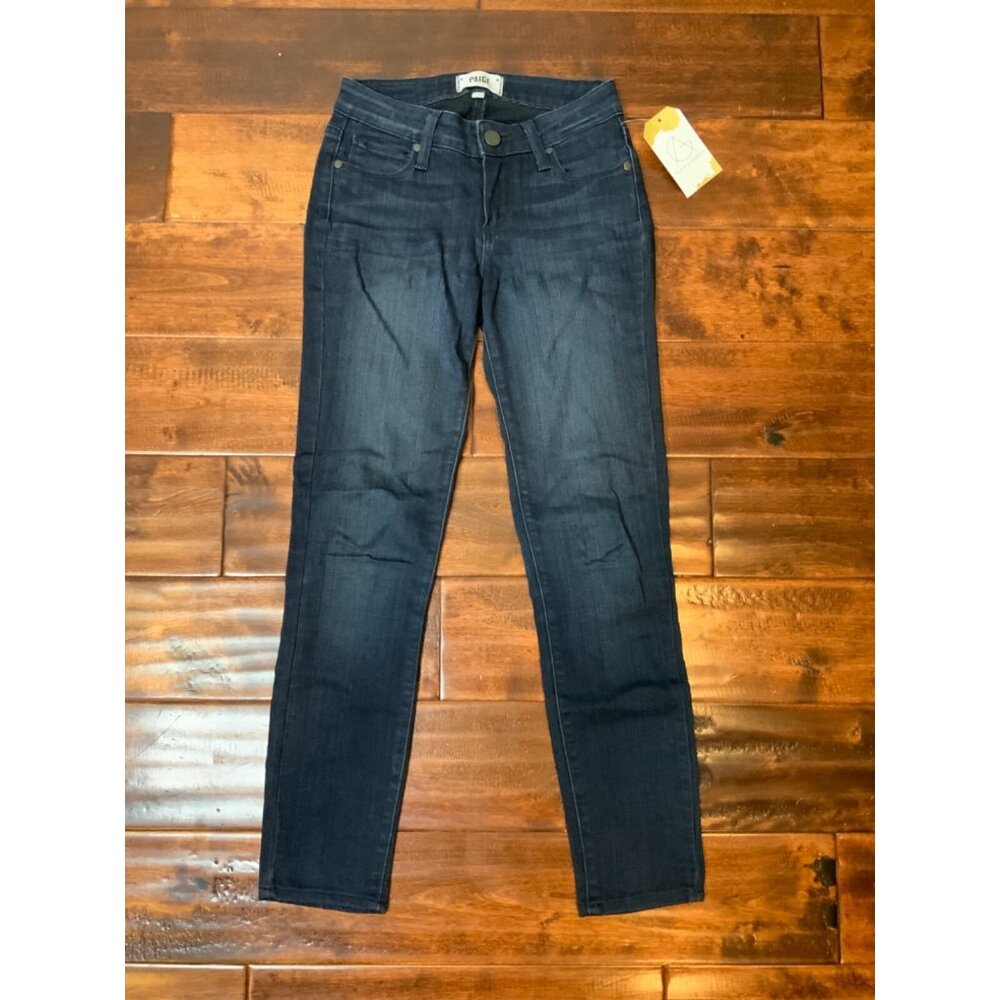 Paige Dark Wash Verdugo Crop Blue Denim Jeans, Size 24